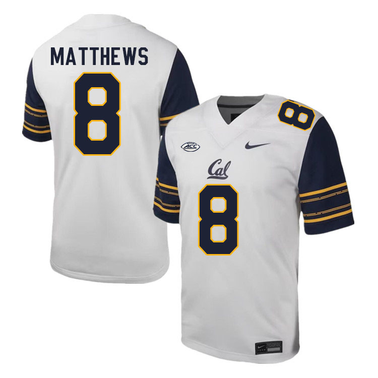 California Golden Bears #8 Mikey Matthews ACC Conference College Football Jerseys Stitched-White